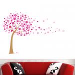 Giant Pink Cherry Blossom Flowers Tree Wall Sticker(60*90cm)						