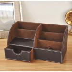 Multi-function Leather Stationery Pen Pencil Desk Organizer Holder						