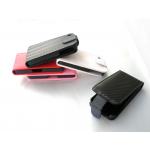 Iphone 4 leather clip  case with plastic holder inside : Red , Pink, Black, Blue